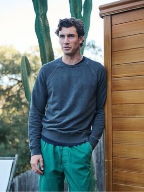 Outerknown Sur Sweatshirt Faded Black Crew Neck Organic Cotton Hemp Men’s L